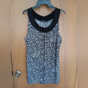 Notations Black and White Patterned Tank Top